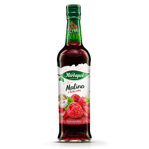 Herbapol Syrop o smaku malina z dziką różą, 420 ml
