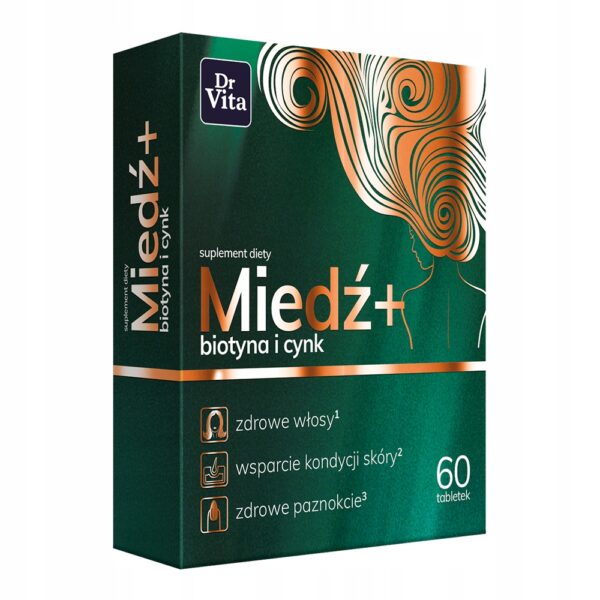 DR VITA Miedź+ biotyna i cynk 60 tabletek do połykania, niepowlekane