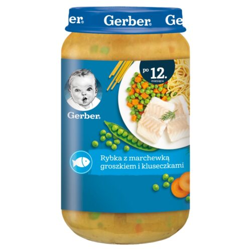Gerber Rybka z marchewką groszkiem i kluseczkami dla dzieci po 12. miesiącu 250g