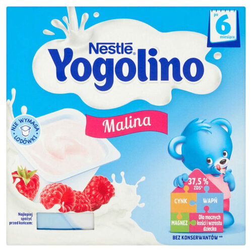 Nestlé Yogolino Deserek mleczno-owocowy malina po 6 miesiącu 400 g (4 x 100 g)