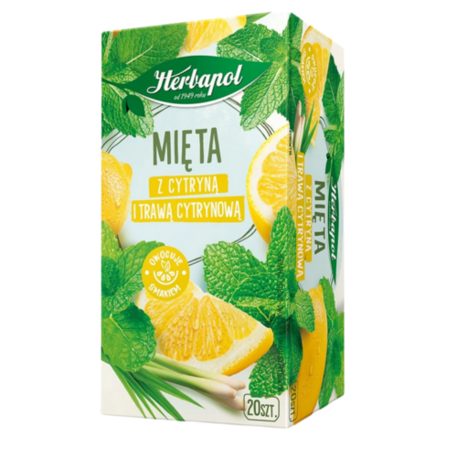 Herbapol Herbata Mięta z cytryną i trawą cytrynową 30 g (20 torebek x 1,5 g)