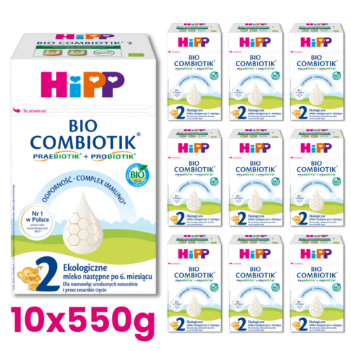 HiPP 2 BIO Combiotik Ekologiczne mleko następne dla niemowląt po 6. miesiącu 10x550g
