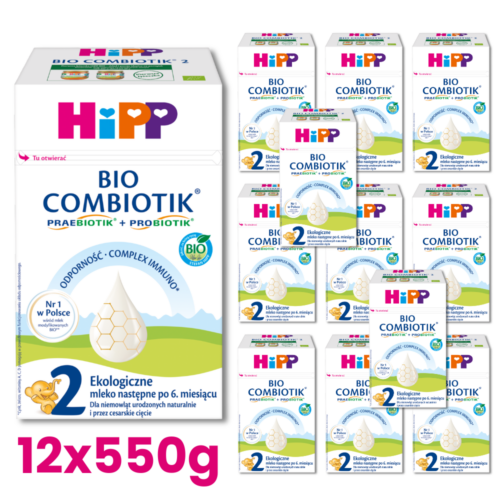 HiPP 2 BIO Combiotik Ekologiczne mleko następne dla niemowląt po 6. miesiącu 12x550g