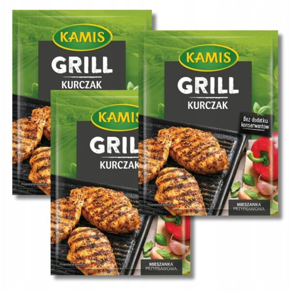 Przyprawa do KURCZAKA Z GRILLA w torebce mieszanka ziół Kamis 18g x 3