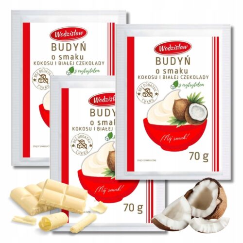 1da99054-5858-4ea5-8999-625cd748b242.jpeg Budyń kokosowy z białą czekoladą z Erytrytolem pyszny deser Wodzisław 70g x 3