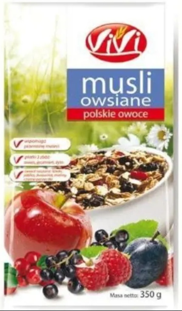 Musli owsiane polskie owoce 350g VIVI Czysty i prosty skład!