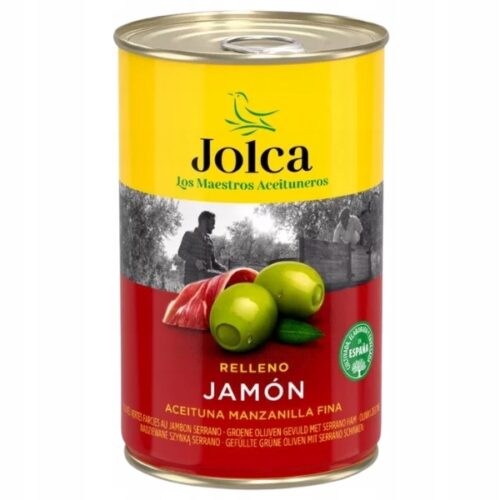 Jolca Hiszpańskie oliwki zielone z szynką, 300g