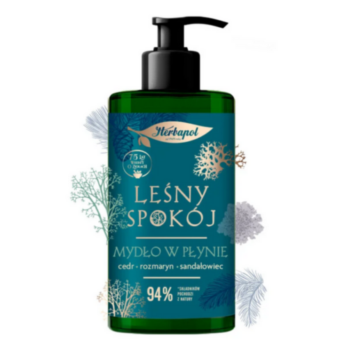 Herbapol Mydło w płynie leśny spokój cedr – rozmaryn – sandałowiec, 390 ml