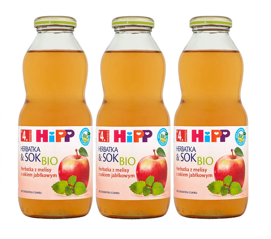 3 pack hipp 500ml herbata&sok melisa z sokiem jablkowym