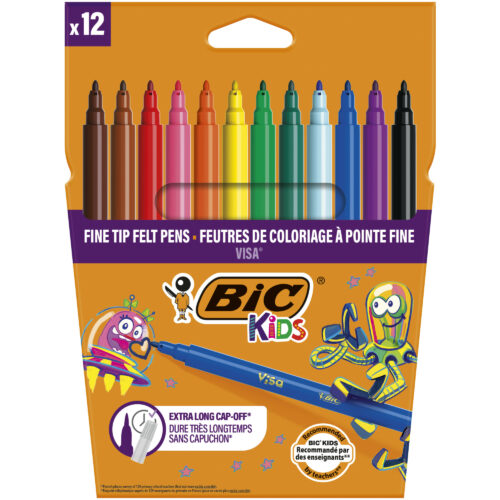 Flamastry BiC Kids Visa 12 kolorów