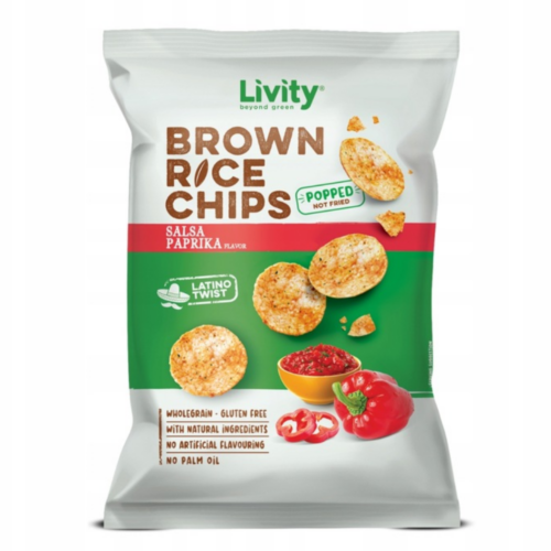Chipsy ryżowe paprykowa salsa 60 g Livity
