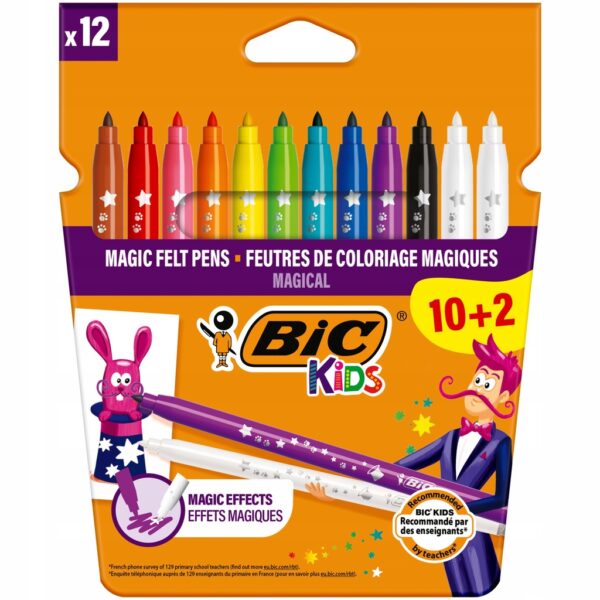 Flamastry zmazywalne BiC Magic Felt Pens 10 kolorów + wymazywacze