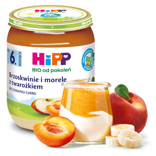 HiPP BIO Brzoskwinie i morele z twarożkiem po 6. miesiącu 160 g