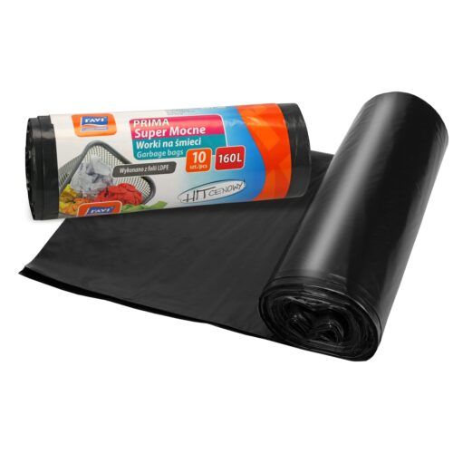 Worki na śmieci Prima 160l LDPE czarne, 10 szt.