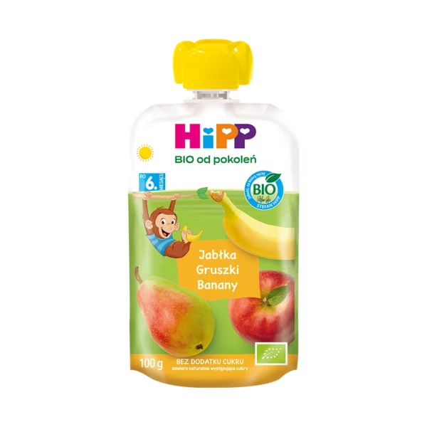 HiPP BIO Mus owocowy po 6. miesiącu jabłka-gruszki-banany 100 g