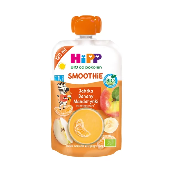 HiPP ΒIO Smoothie Mus z owoców i soków po 1. roku jabłka-banany-mandarynki 120 ml