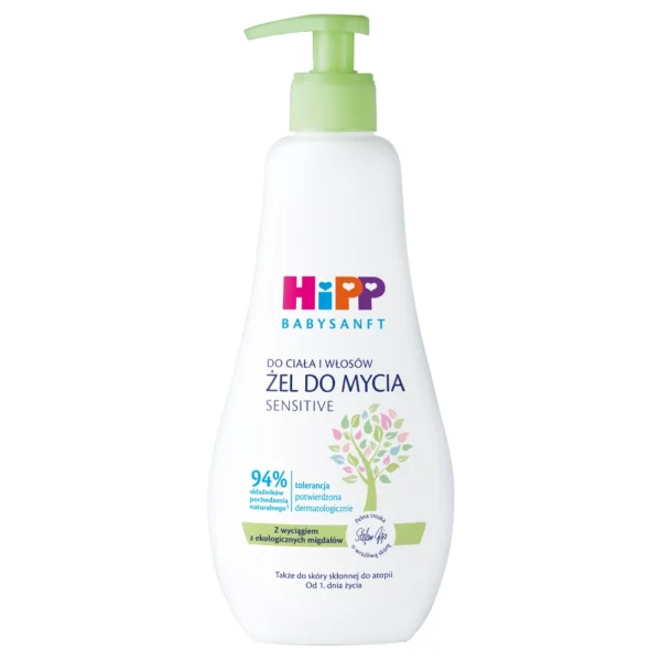 HiPP Babysanft Sensitive Żel do mycia do ciała i włosów 400 ml