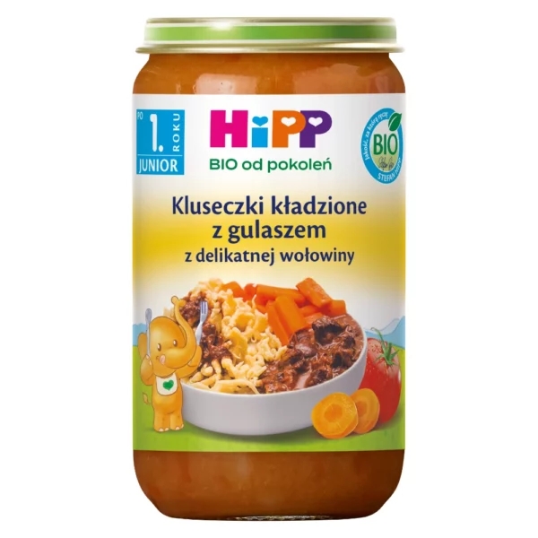 4062300472754 HiPP Bio Kluseczki z gulaszem z delikatnej wołowiny 250g po 1 roku