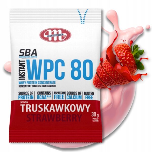 SBA WPC 80 Mlekovita 30g Odżywka białkowa Truskawkowa