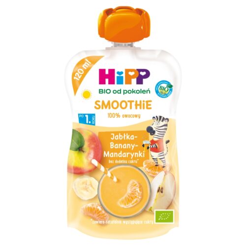 HiPP ΒIO Smoothie Mus z owoców i soków po 1. roku jabłka-banany-mandarynki 120 ml