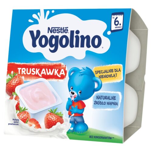 Nestlé Yogolino Deserek mleczno-owocowy truskawka dla niemowląt po 6. miesiącu 400 g (4 x 100 g)