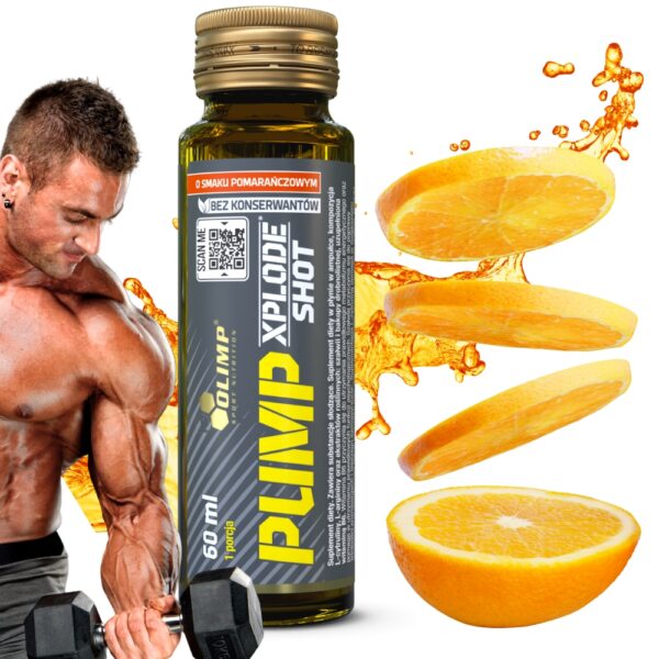 Olimp Pump Xplode Shot 60ml bez kofeiny pomarańczowy