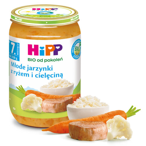 HiPP BIO Młode jarzynki z ryżem i cielęciną po 7. miesiącu 220 g