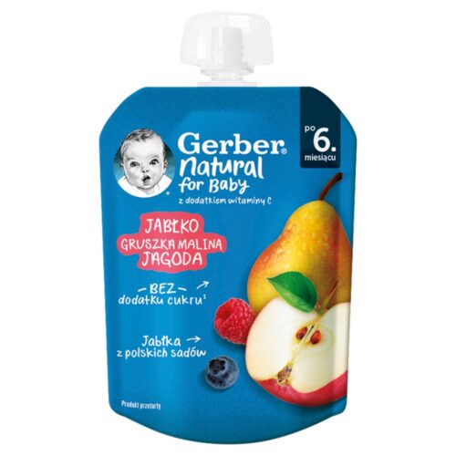 Gerber Jabłko gruszka malina jagoda po 6. miesiącu 80 g