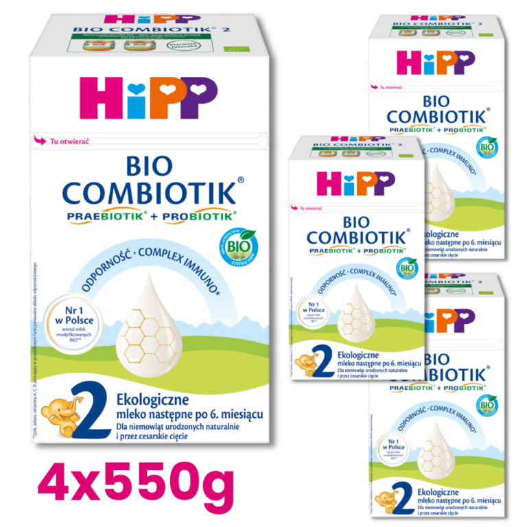 HiPP 2 BIO Combiotik Ekologiczne mleko następne dla niemowląt po 6. miesiącu 4x550g