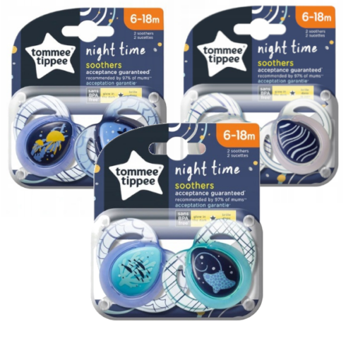 Tommee Tippee Smoczek uspokajający Night time 6-18m 2szt RÓŻNE WZORY