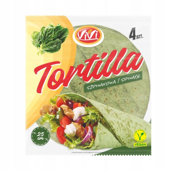 Vivi Tortilla szpinakowa 4 placki 240g Prosty skład!