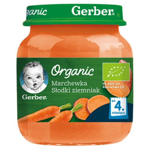 Gerber Organic Marchewka słodki ziemniak dla niemowląt po 4. miesiącu 125g