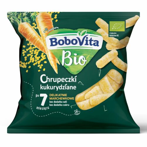 BoboVita Bio Chrupeczki kukurydziane delikatnie marchewkowe po 7 miesiącu, 20 g