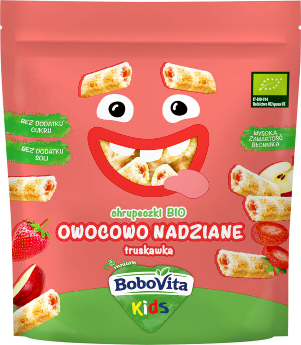BoboVita Kids Chrupeczki bio owocowo nadziane truskawka po 3 roku życia 30g