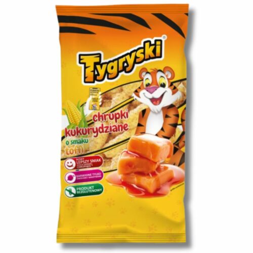 Chrupki Tygryski bezglutenowe kukurydziane o smaku toffi 70 g – Słodka Chrupiąca Rozkosz!