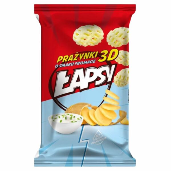 5908221109531 Prażynki Łapsy 3D Owal o Smaku Serka Fromage 30g | Chrupiąca Przekąska TBM