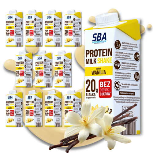 12x SBA Protein Milk Shake 265g Mlekovita Waniliowy