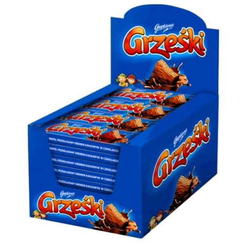 36x Grześki Wafelek przekładany kremem kakaowym w czekoladzie, 36g