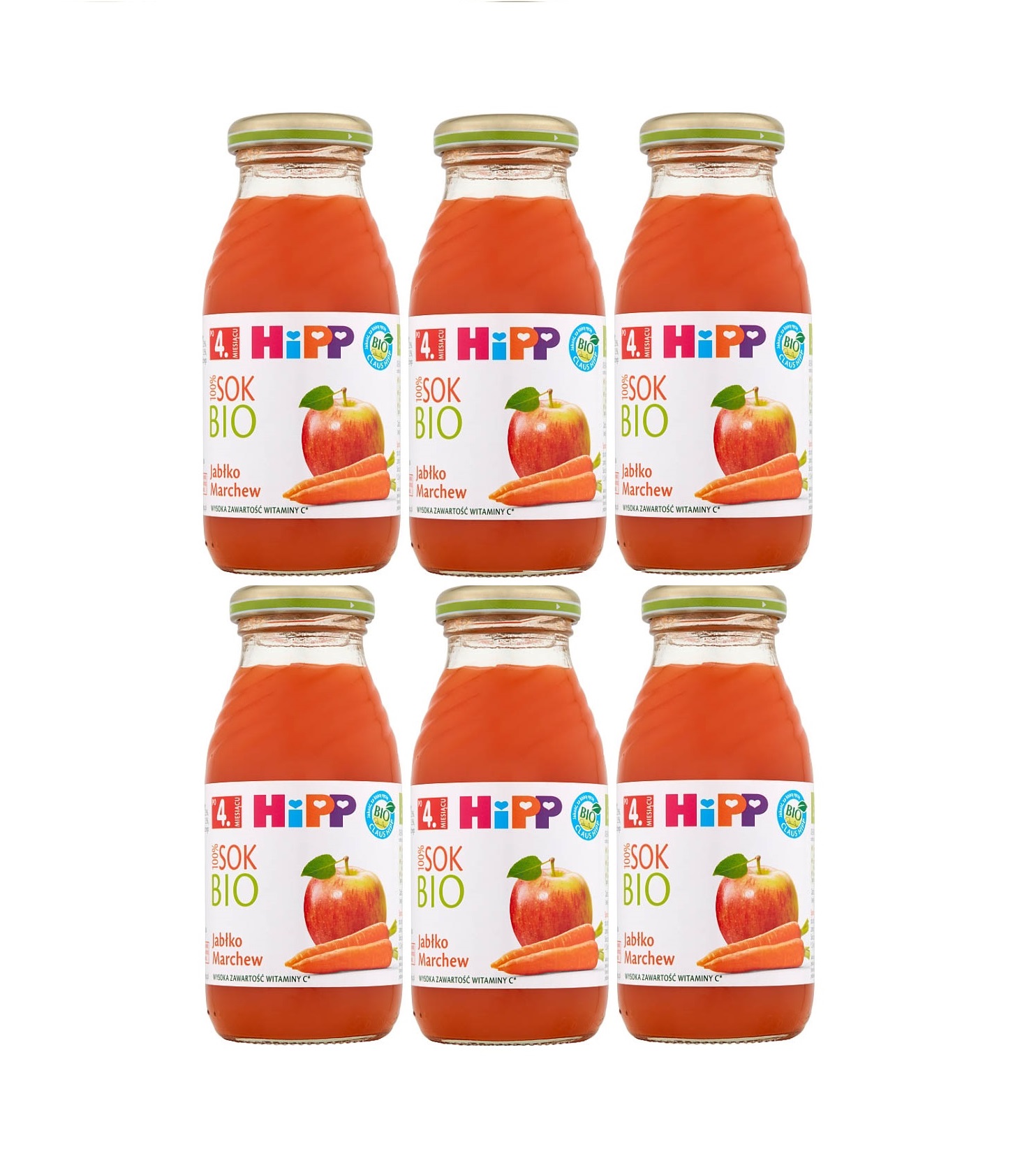 6 pack hipp 200ml sok jablko marchew