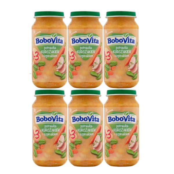 BoboVita Potrawka z kurczakiem i szpinakiem 1-3 lata 6x250 g