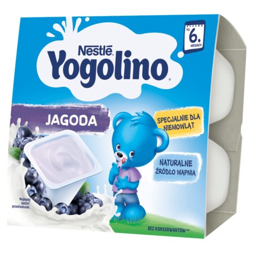 Nestlé Yogolino Deserek mleczno-owocowy jagoda dla niemowląt po 6. miesiącu, 400g (4 x 100 g)