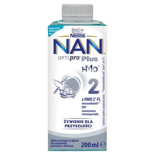 Nestlé NAN OPTIPRO Plus 2 HMO Mleko następne w płynie dla niemowląt powyżej 6. miesiąca, 200ml