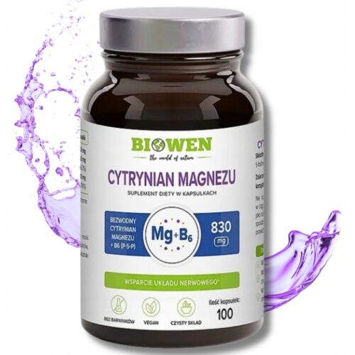 Cytrynian magnezu z B6 Biowen 100 kapusłek
