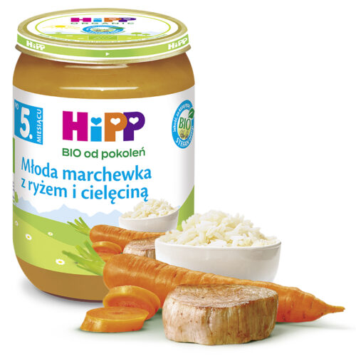 HiPP BIO Młoda marchewka z ryżem i cielęciną po 5. miesiącu 190 g