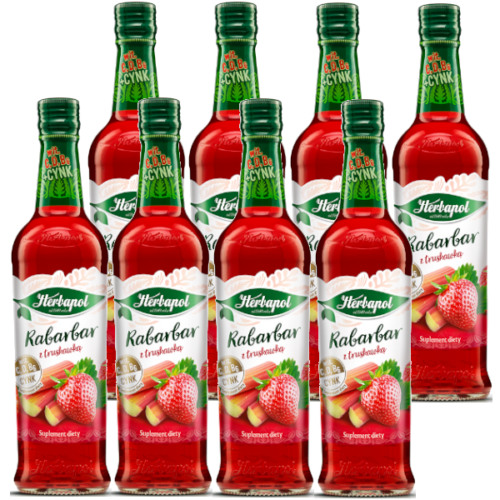 Herbapol Syrop o smaku rabarbaru z truskawką  8x420ml