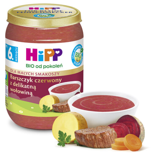 HiPP BIO Dla Małych Smakoszy Barszczyk czerwony z delikatną wołowiną po 6. miesiącu 190 g