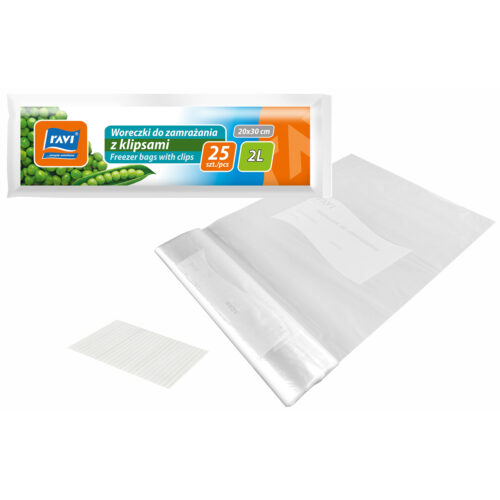 Ravi Woreczki do zamrażania z klipsami 2L 20x30cm, 25 szt.