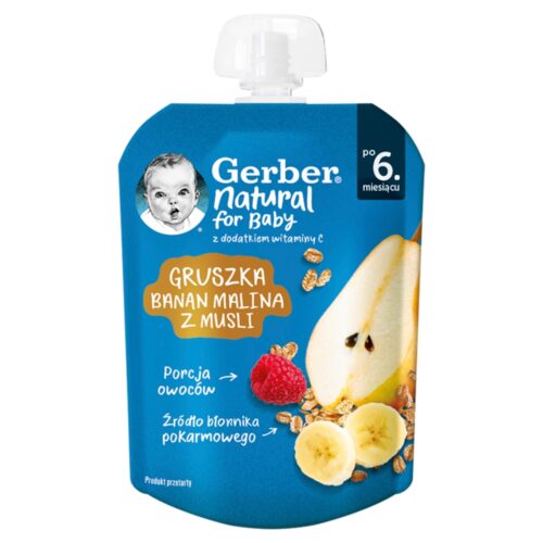 Gerber Gruszka banan malina z musli po 6. miesiącu 80 g