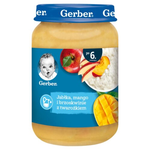 Gerber Deserek Jabłka mango i brzoskwinie z twarożkiem po 6. miesiącu, 190g