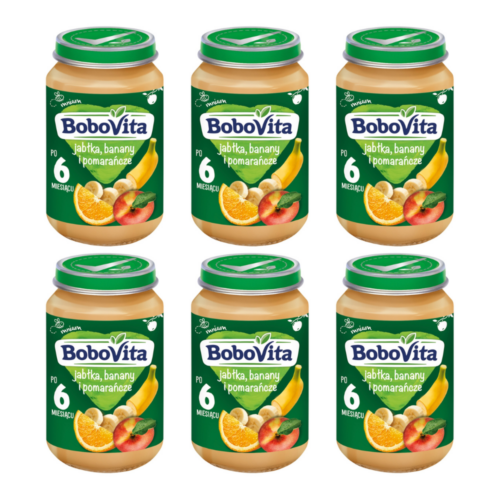 BoboVita Jabłka banany i pomarańcze po 6 miesiącu, 6x190 g